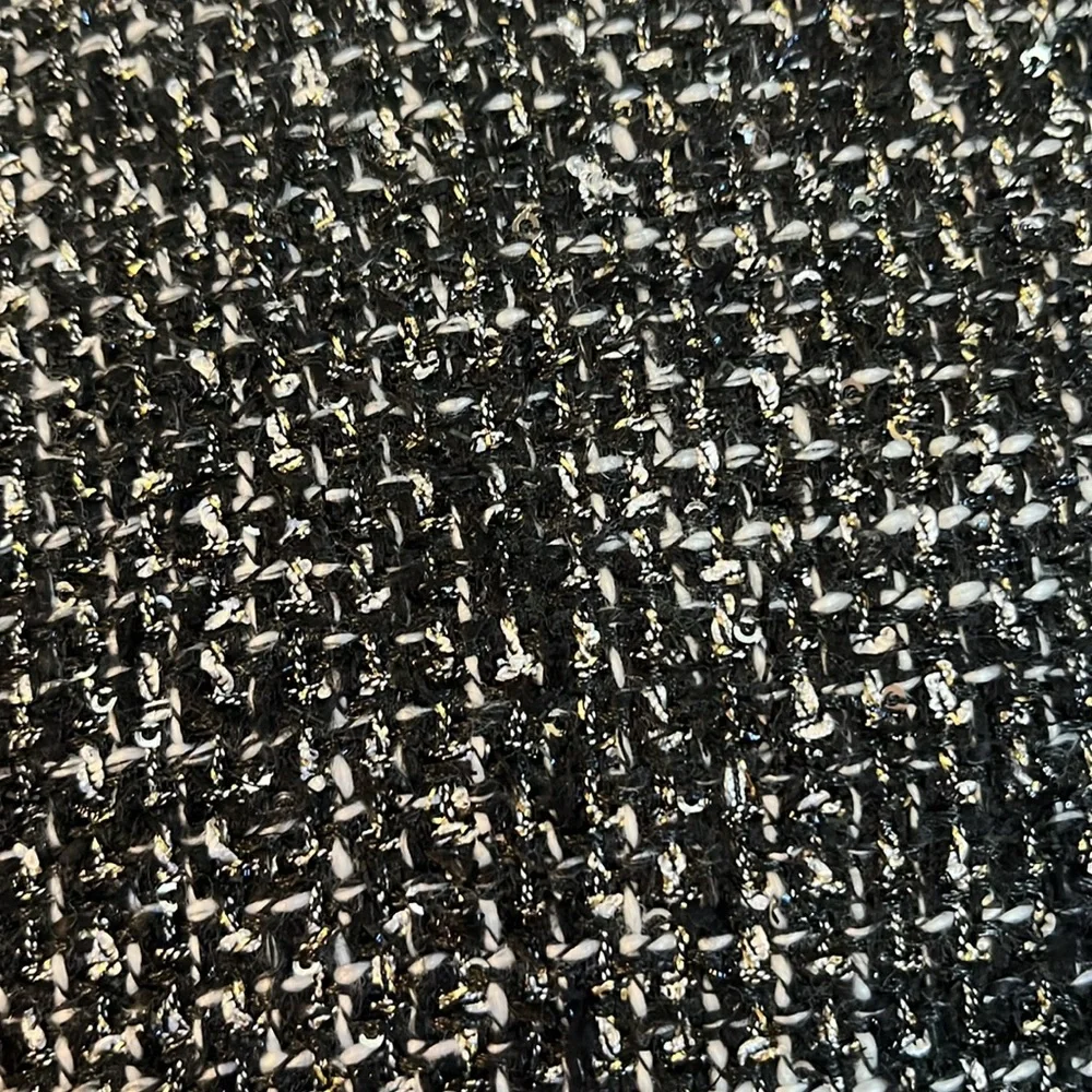 J.Crew Black/White Tweed Sheath Dress w/velvet belt,fringe detail sequins Size 4